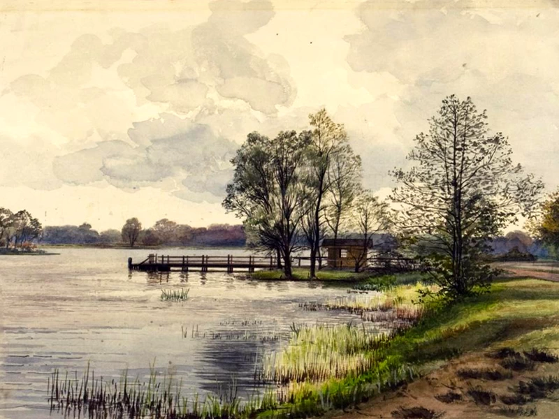 1851-Ebba Tesdorpf - Paesaggio lacustre - Museum für Hamburgische Geschichte